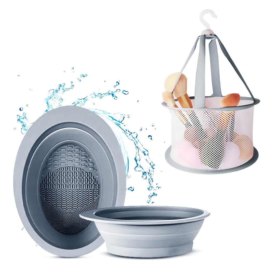 Foldable Brush Cleaning Bowl + Mesh Bucket Color Variants