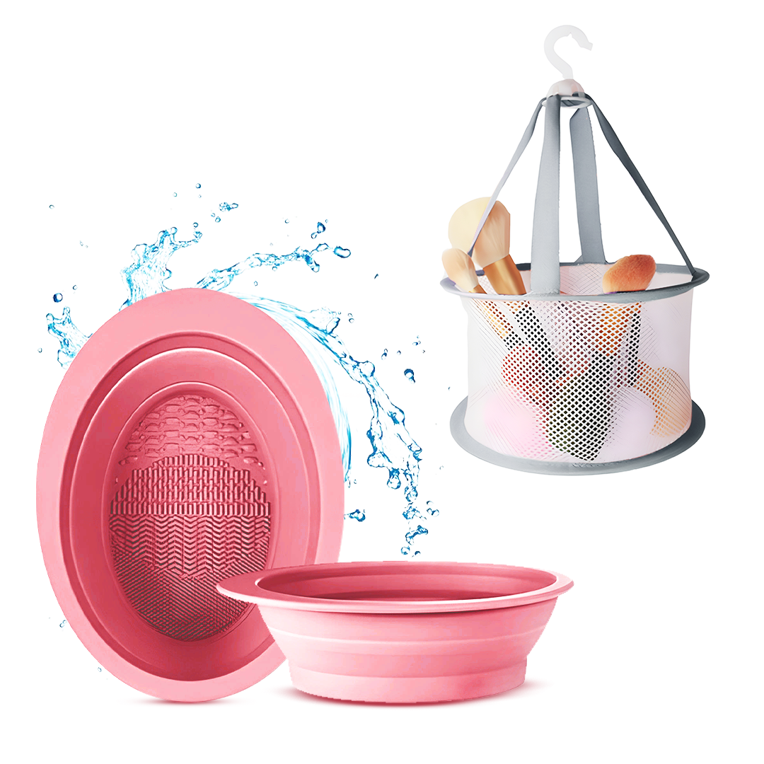 Foldable Brush Cleaning Bowl + Mesh Bucket Color Variants