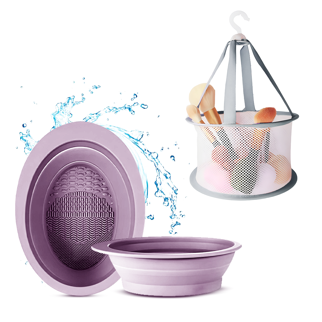 Foldable Brush Cleaning Bowl + Mesh Bucket Color Variants