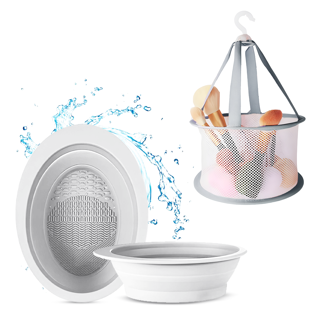 Foldable Brush Cleaning Bowl + Mesh Bucket Color Variants