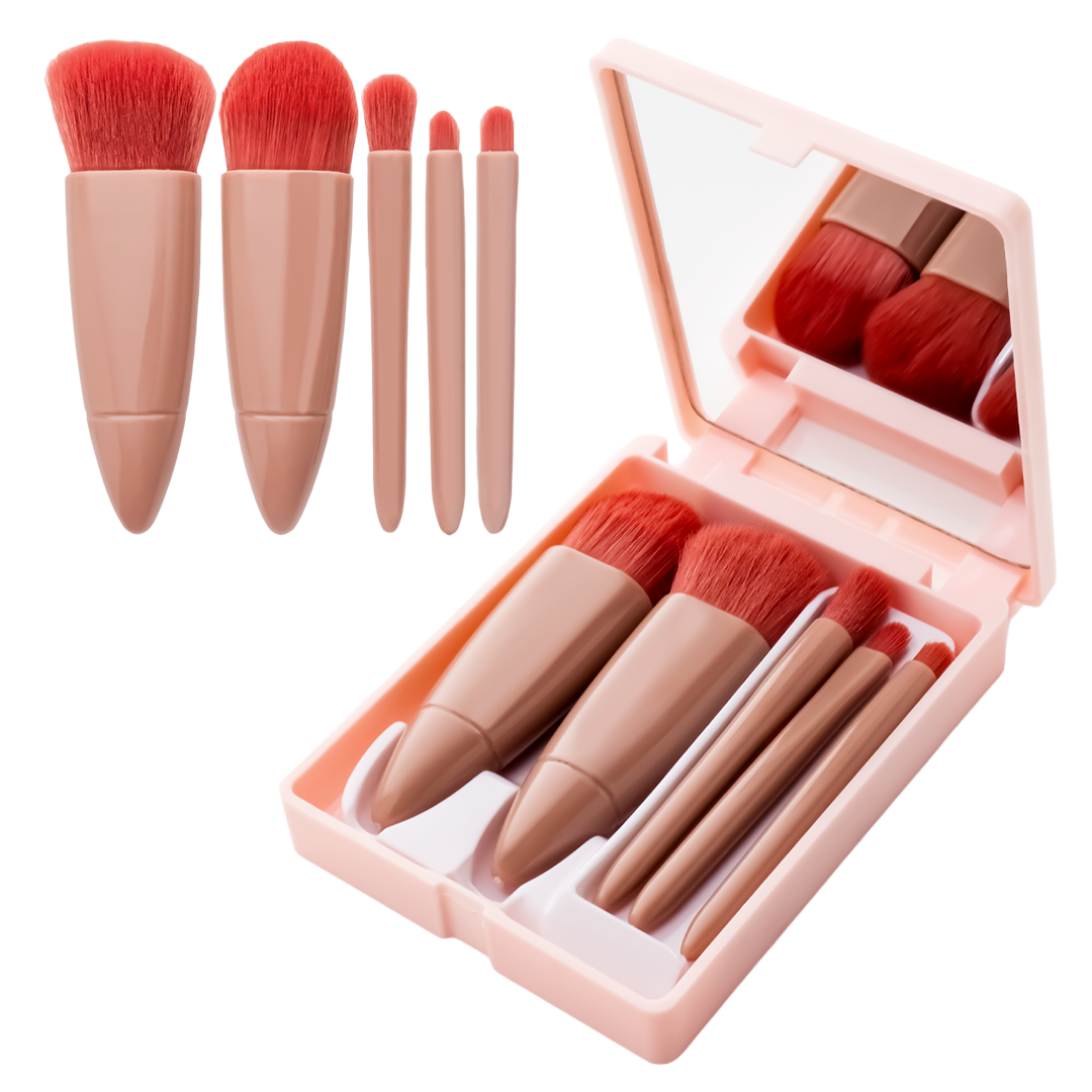 5 in 1 Makeup Brushes Set with Mirror (Buy 1 Get 6 Gifts Free)