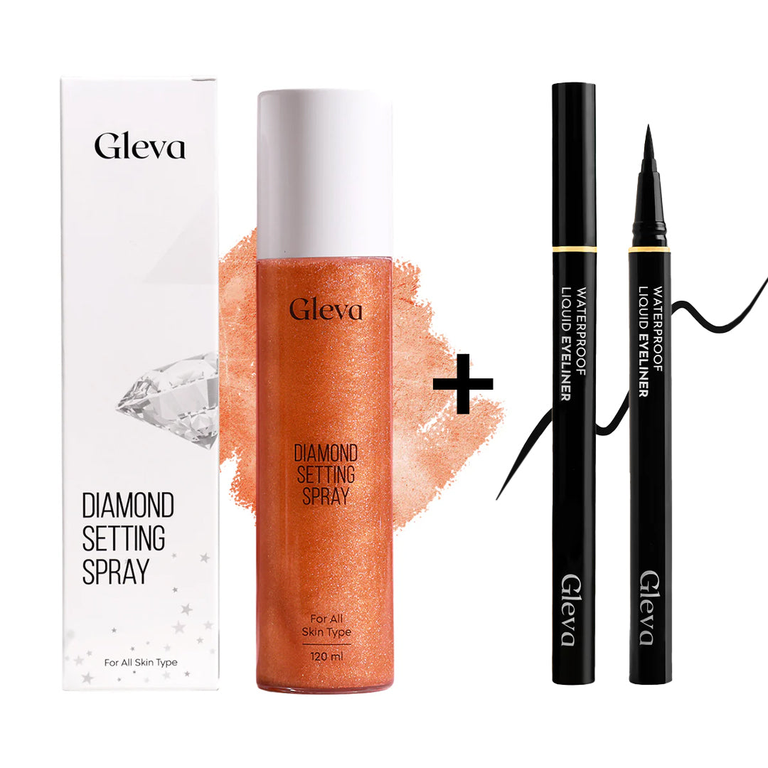 Combo Of Diamond Setting Spray+Waterproof Liquid Eyeliner