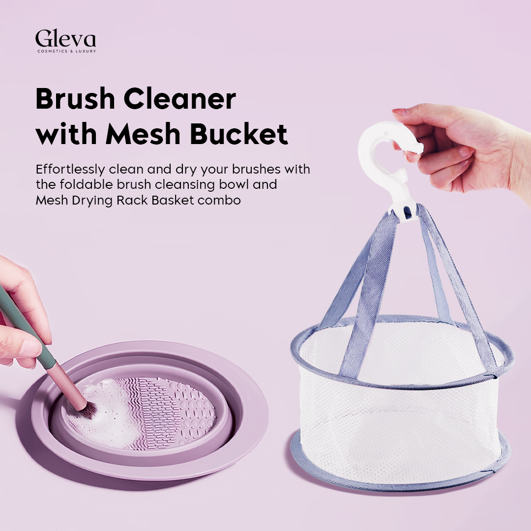 Foldable Brush Cleaning Bowl + Mesh Bucket Color Variants