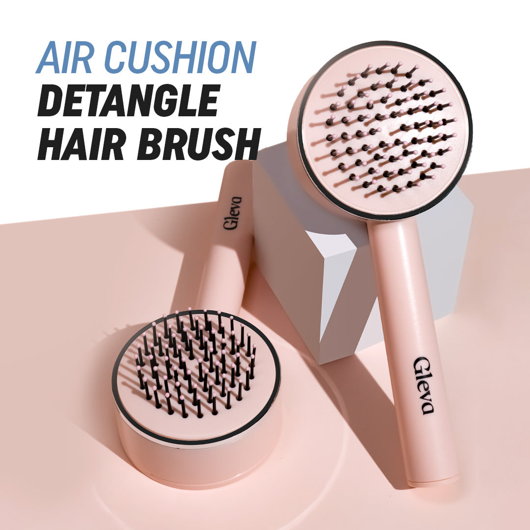 Cushion Self Cleaning Brush With Free Scrunchies