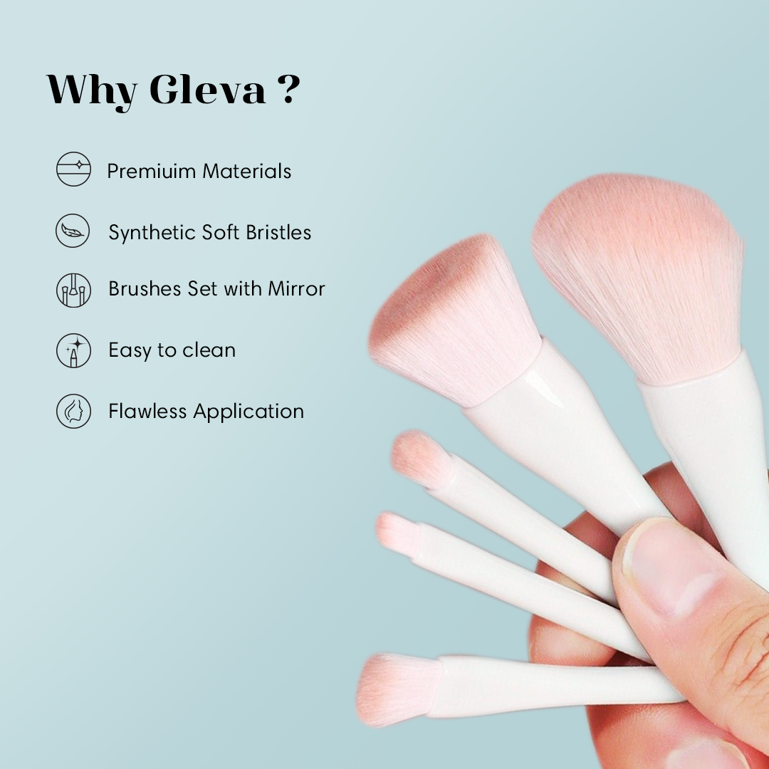5 Pieces Portable Shell Mirror and Brush Set