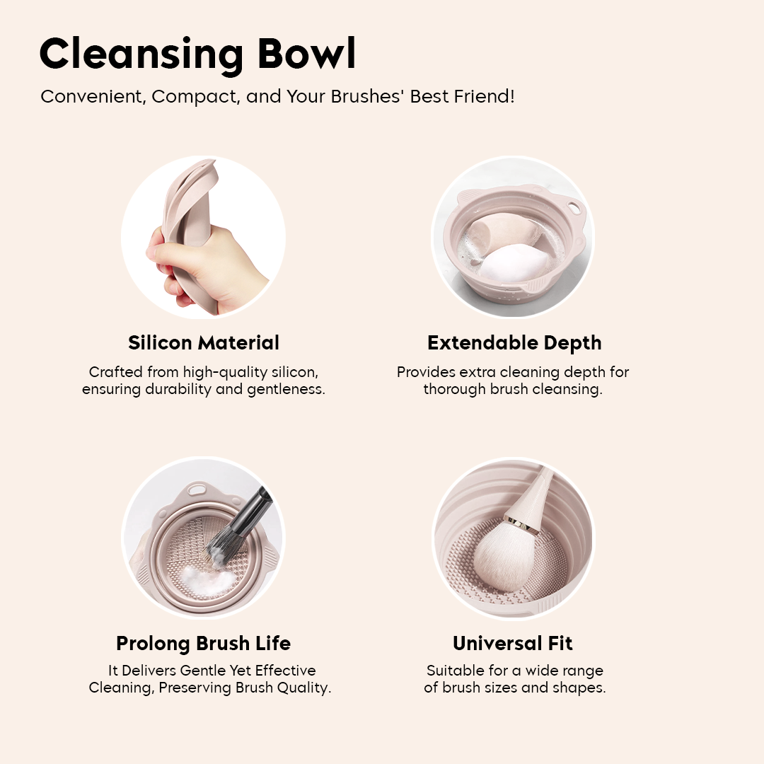 Foldable Silicone Makeup Brush Cleaner with folding drying net