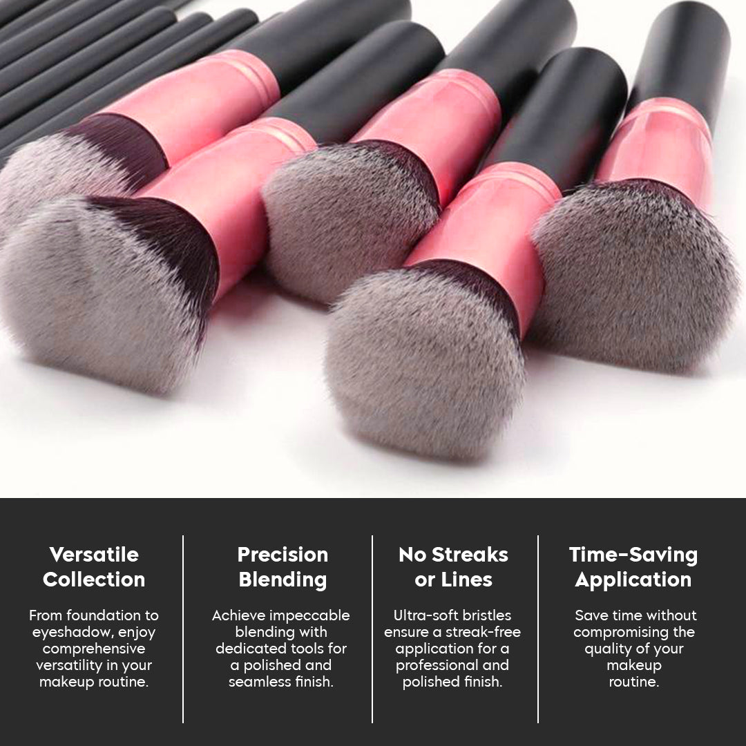 Synthetic Makeup Brushes 16 pcs Kit With Pouch (Purple)