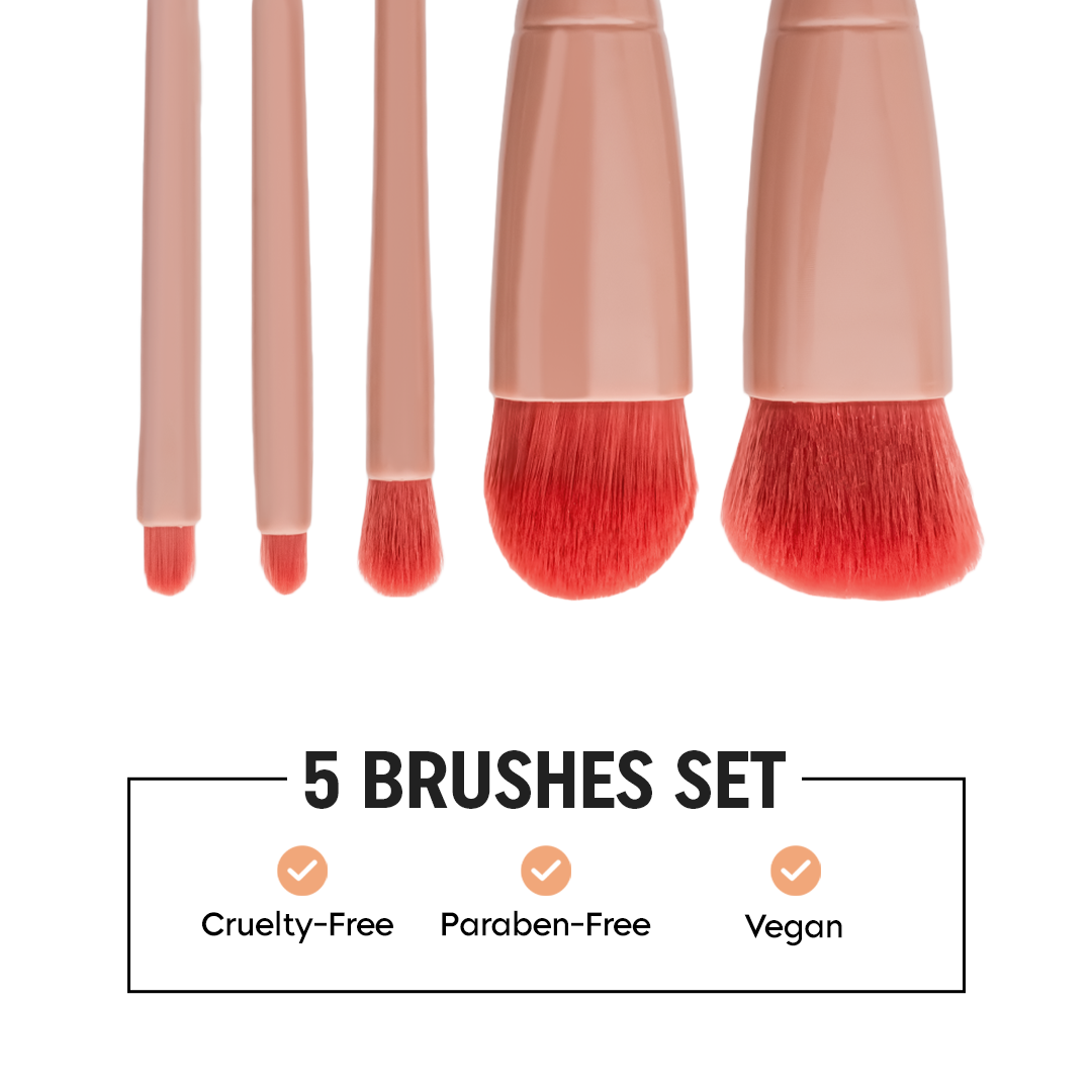 5 in 1 Makeup Brushes Set with Mirror (Buy 1 Get 6 Gifts Free)