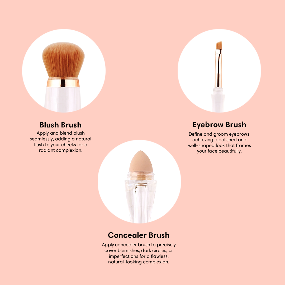 Three In one Makeup Brush Set