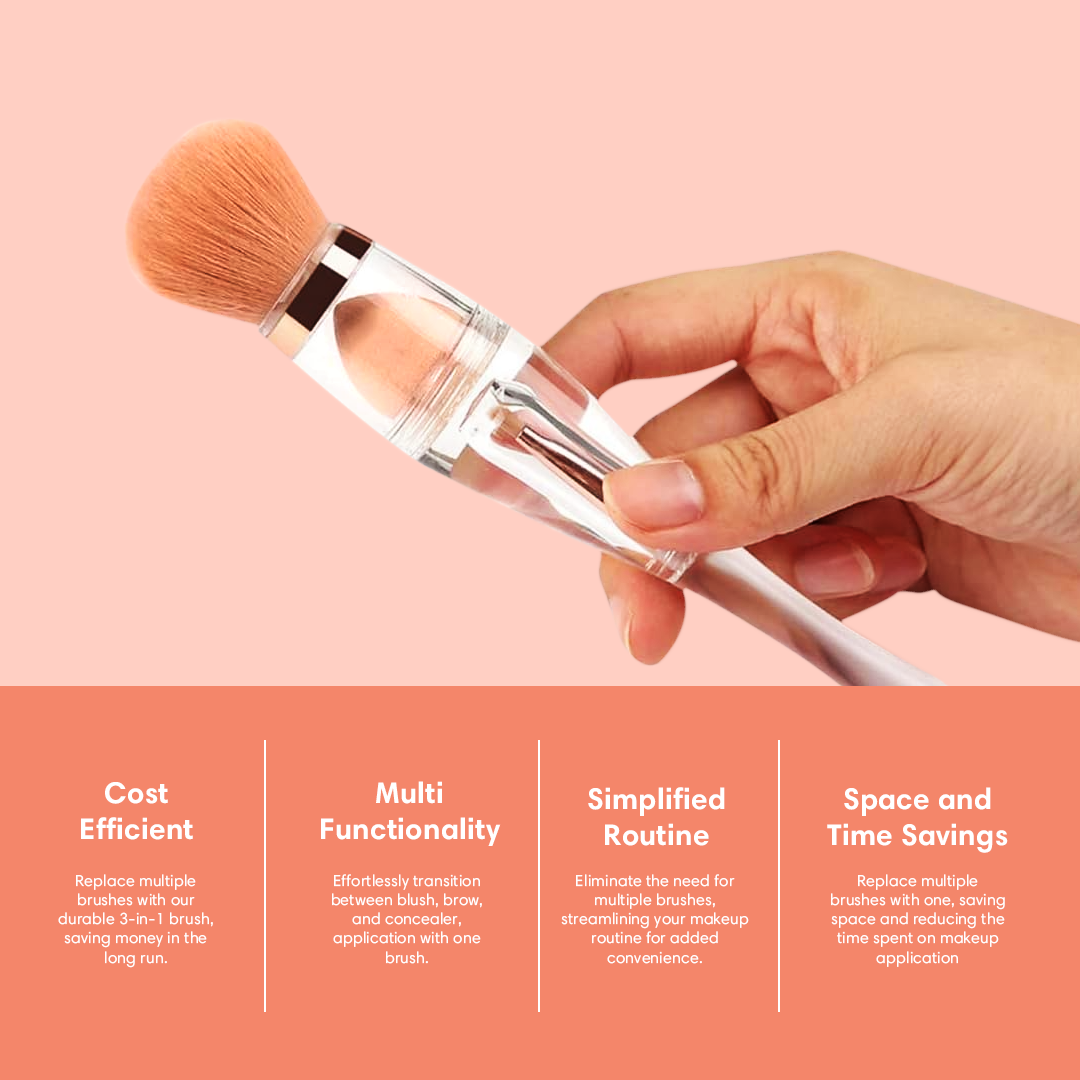 Three In one Makeup Brush Set