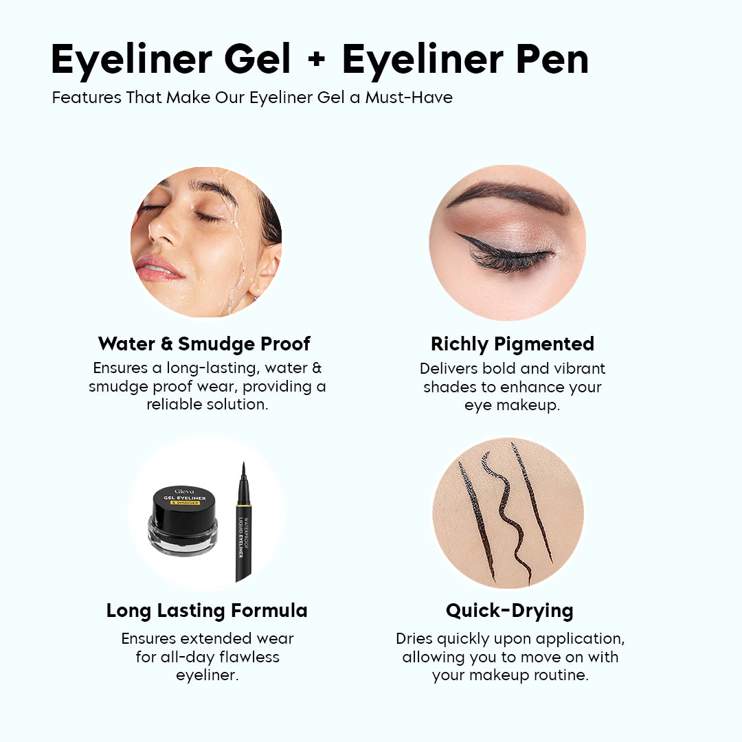 Silicone Eyelash Stamp + Waterproof Eyeliner + Gel Eyeliner