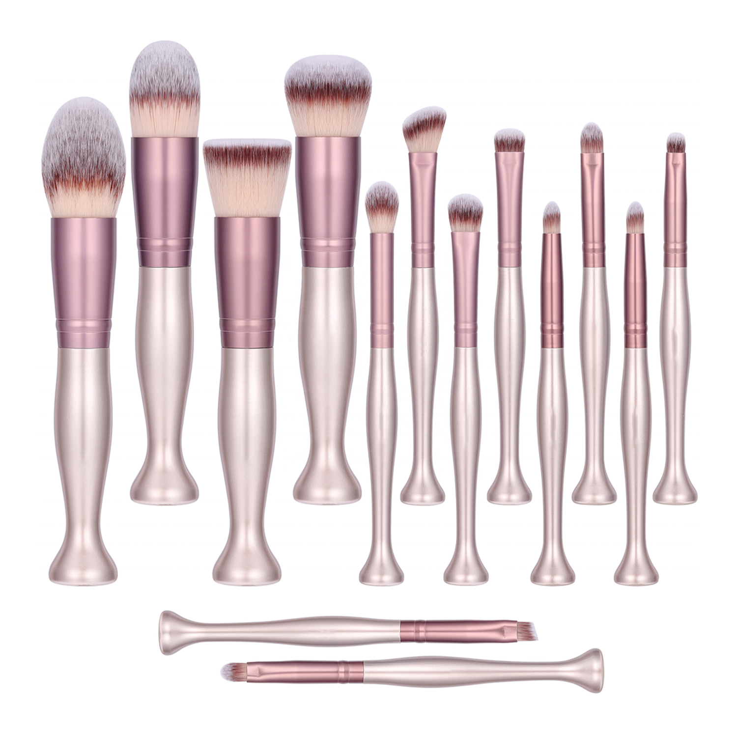 Synthetic Makeup Brushes Stand Up 14 Pcs Set (Rose)
