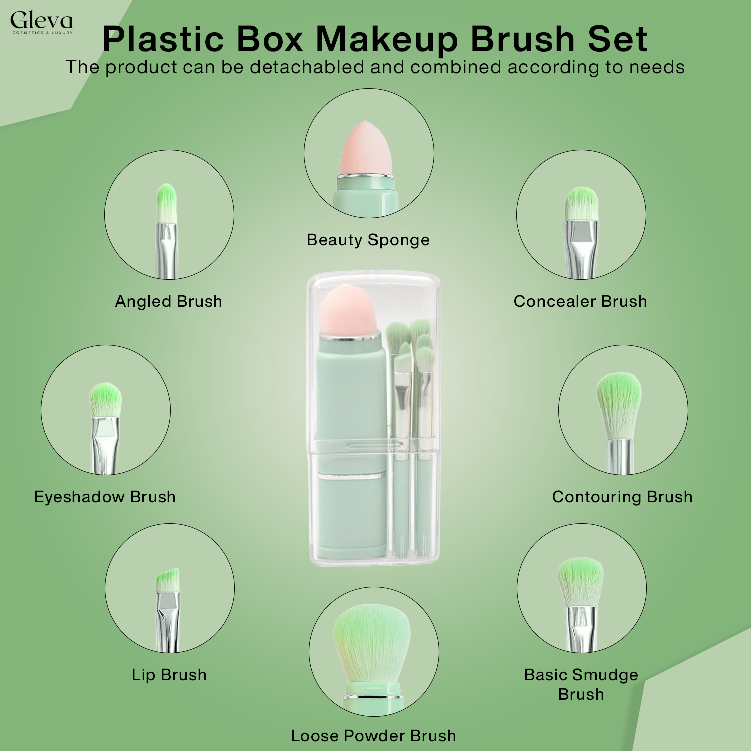 Plastic Box Make up Brush Set