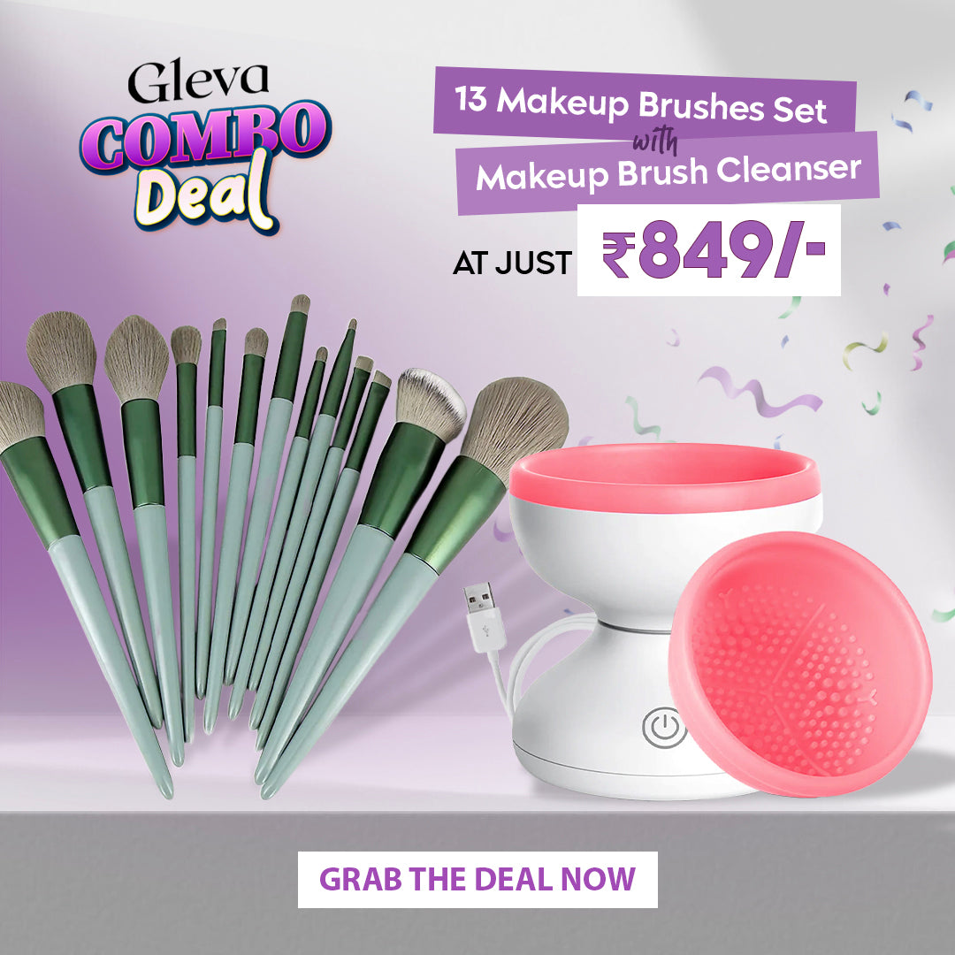 DUAL COMBO : 13 MAKE UP BRUSHES SET + ELECTRIC MAKE UP BRUSH CLEANSER