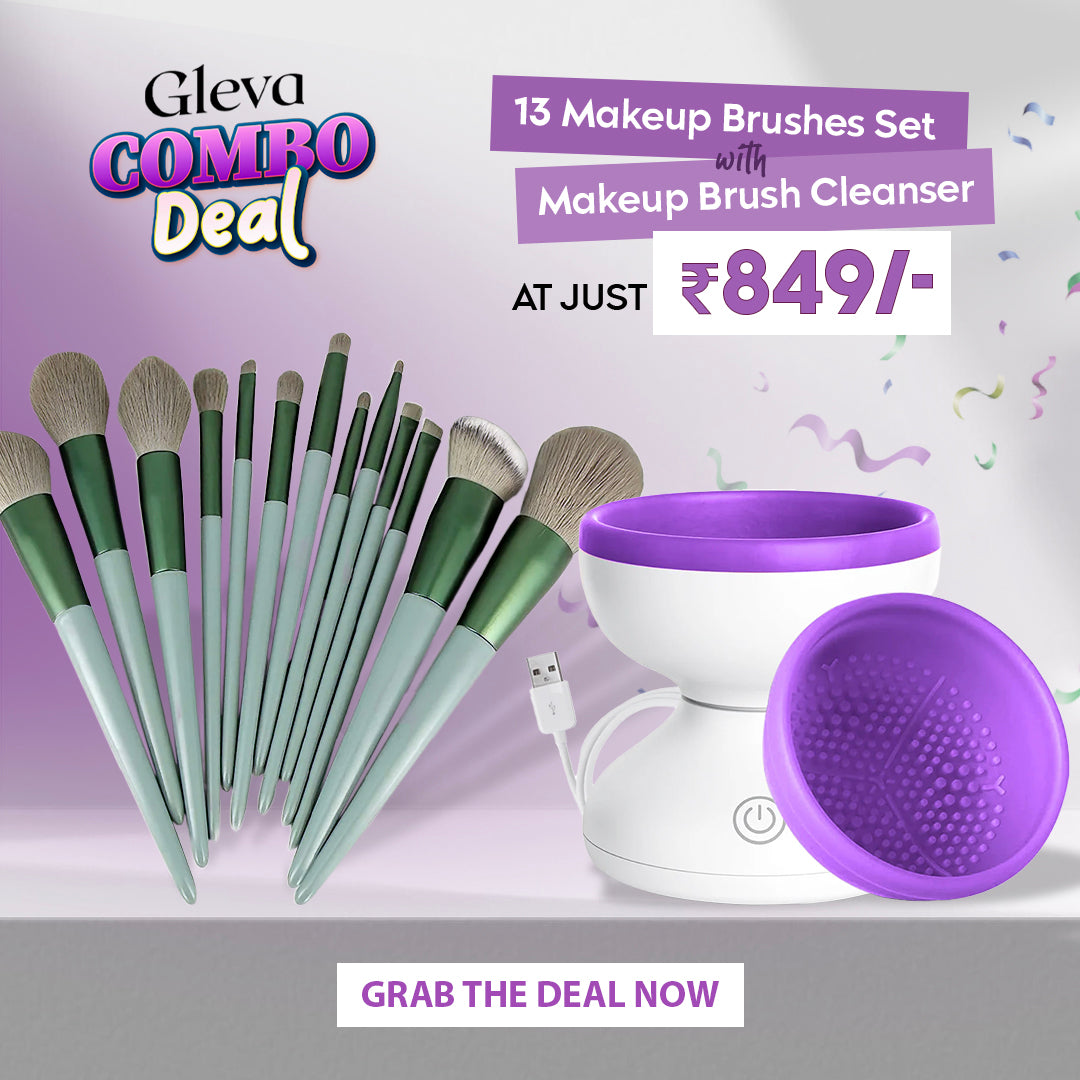 DUAL COMBO : 13 MAKE UP BRUSHES SET + ELECTRIC MAKE UP BRUSH CLEANSER