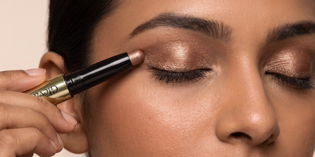 Close-up of an eye with soft brown shadow and a winged liner