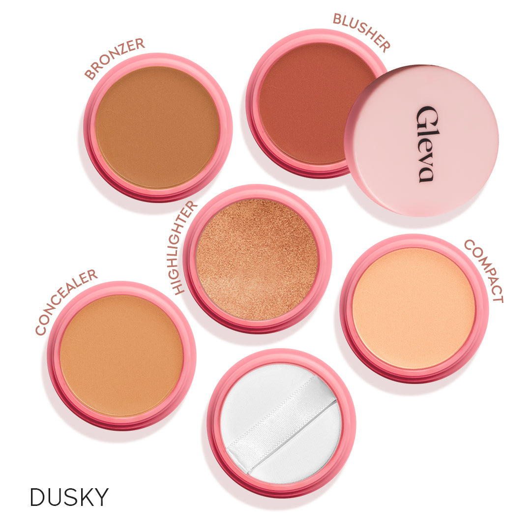 5-in-1 Makeup Stack- Concealer, Compact, Bronzer, Blusher, Highlighter