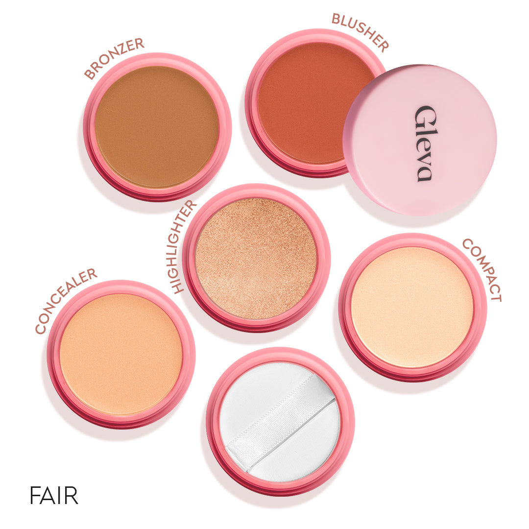 5-in-1 Makeup Stack- Concealer, Compact, Bronzer, Blusher, Highlighter