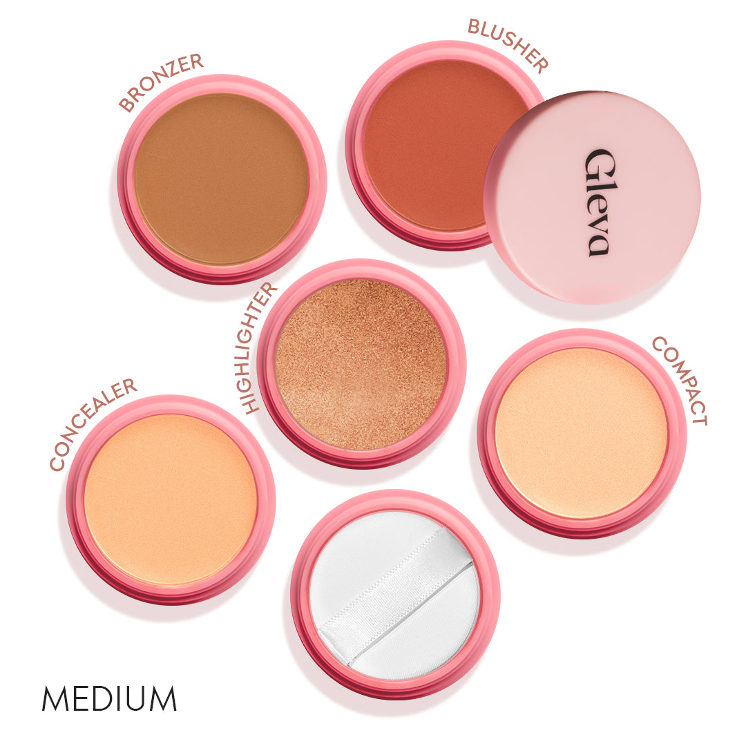 5-in-1 Makeup Stack- Concealer, Compact, Bronzer, Blusher, Highlighter