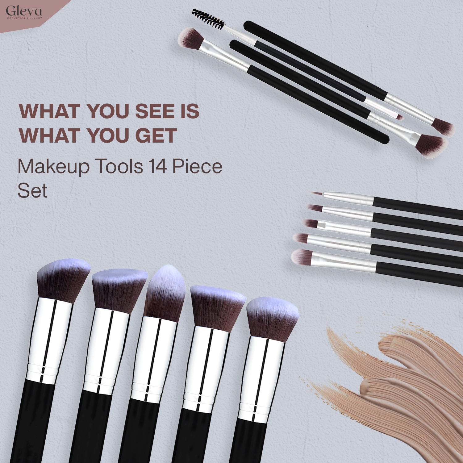 14 Pcs Synthetic Brush Set