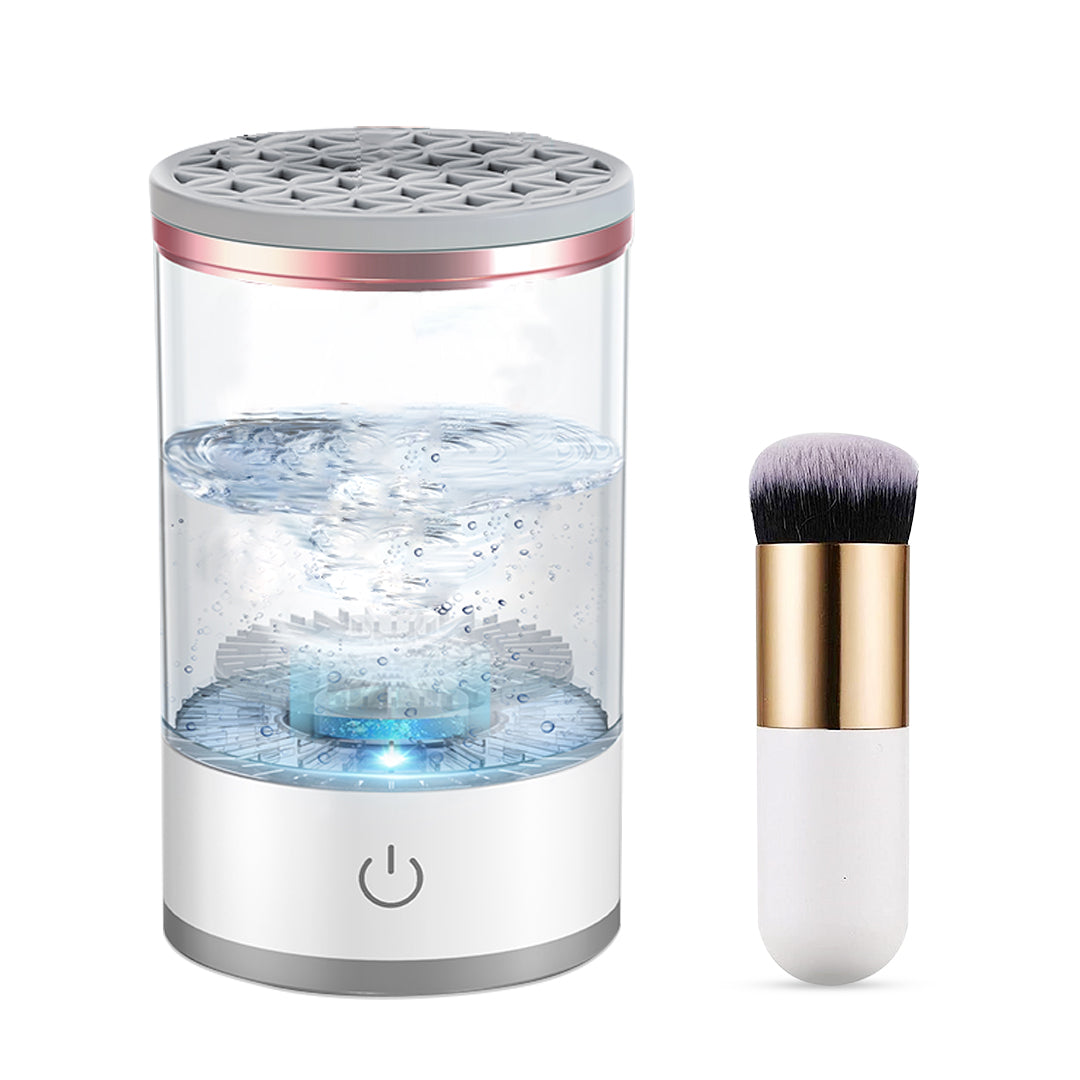 Automatic Makeup Brush Cleanser with Free Angled Foundation Brush