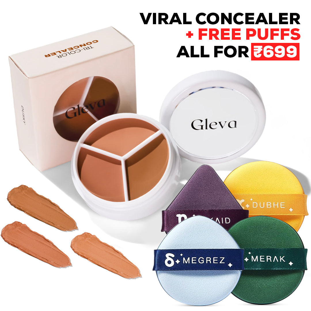 Tri-color Concealer (Free 4 Pcs Makeup Puff Set)