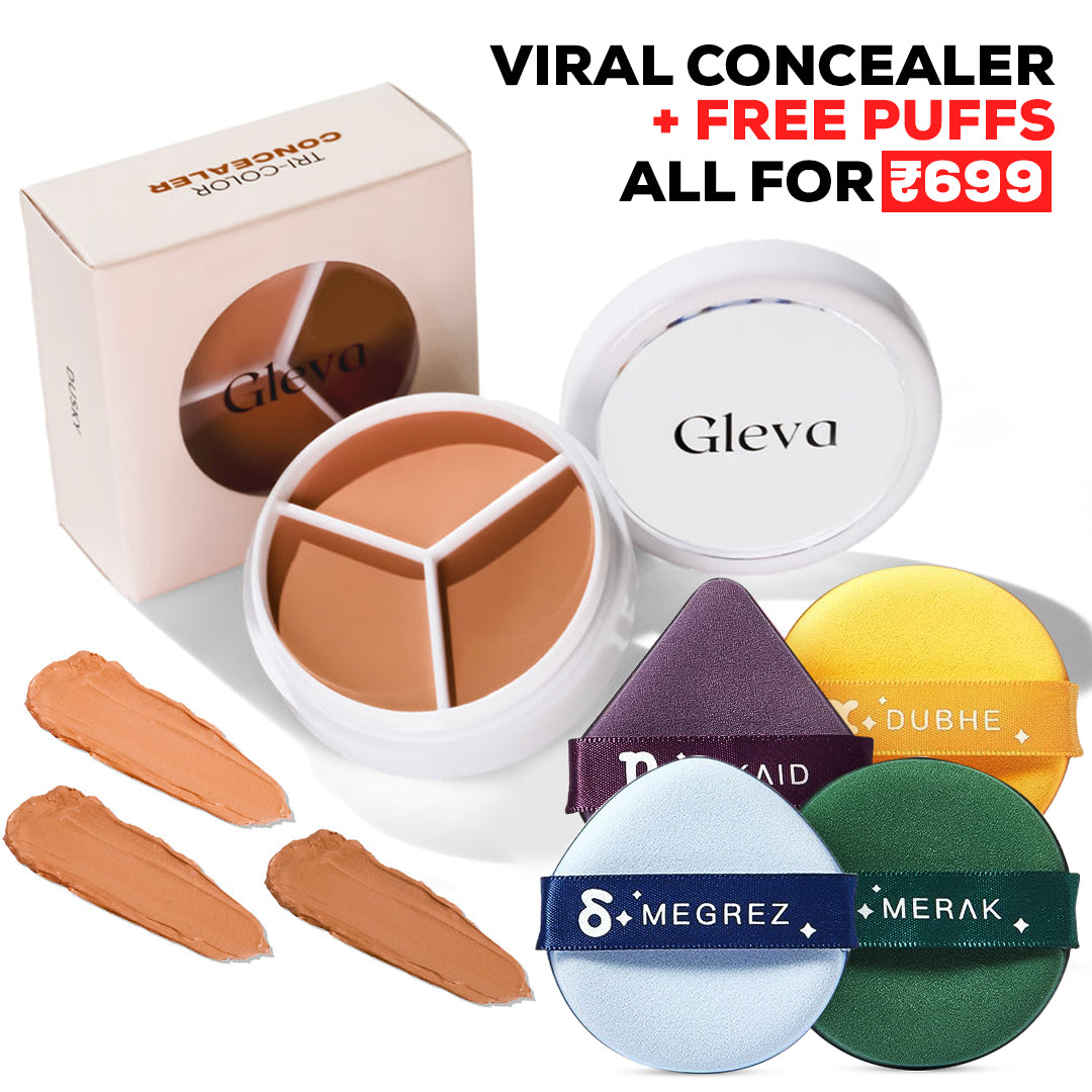 Tri-color Concealer (Free 4 Pcs Makeup Puff Set)