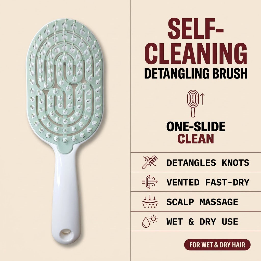 Self Cleaning Brush with Removable Lid or Cap