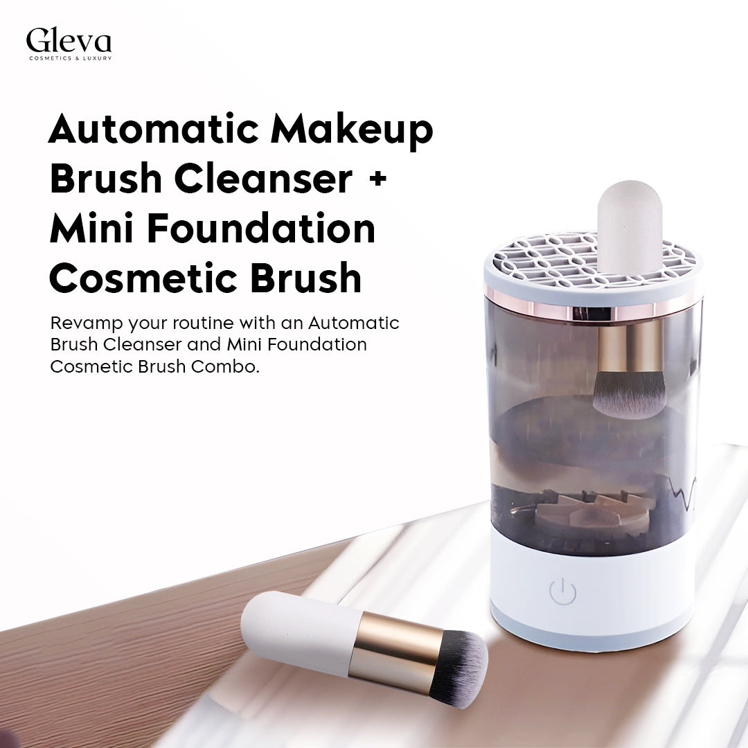 Automatic Makeup Brush Cleanser with Free Angled Foundation Brush