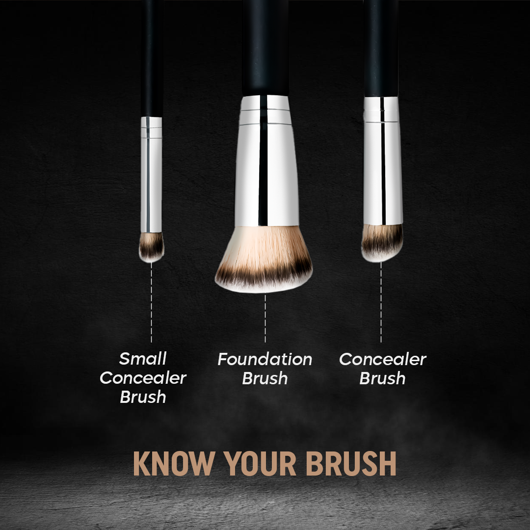 Angled Concealer Foundation Makeup Brush Set, 3PCS