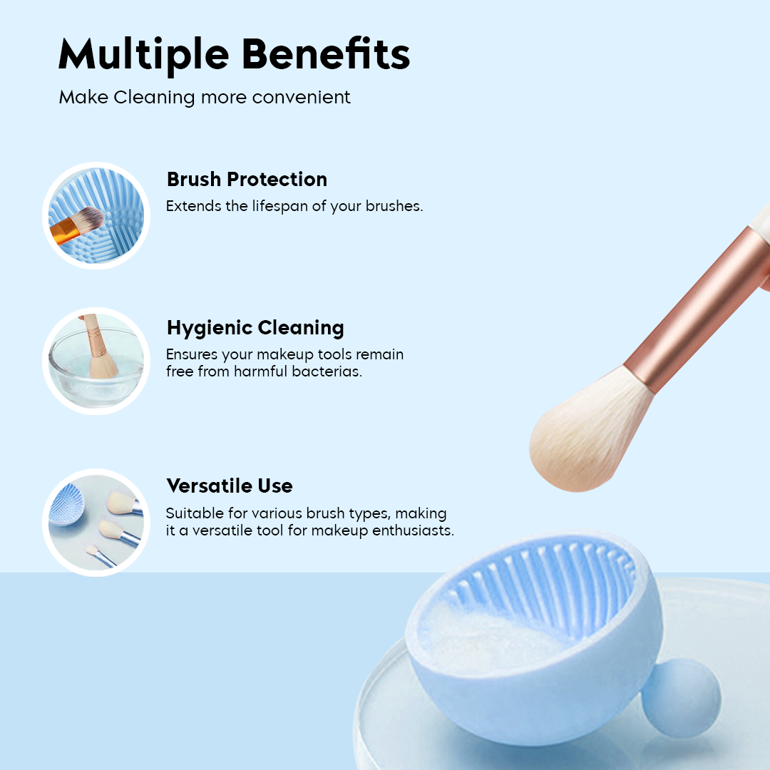 Cosmetic Brush Cleaner Bowl With Folding Drying Net