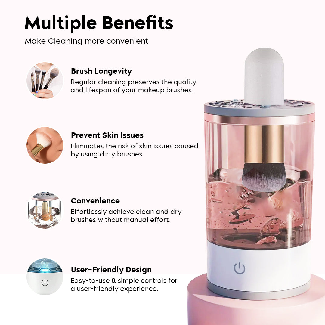 Automatic Makeup Brush Cleanser with Free Angled Foundation Brush