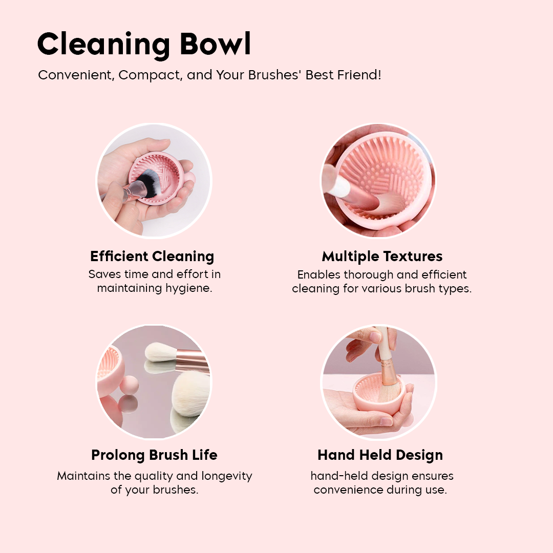 Cosmetic Brush Cleaner Bowl With Folding Drying Net