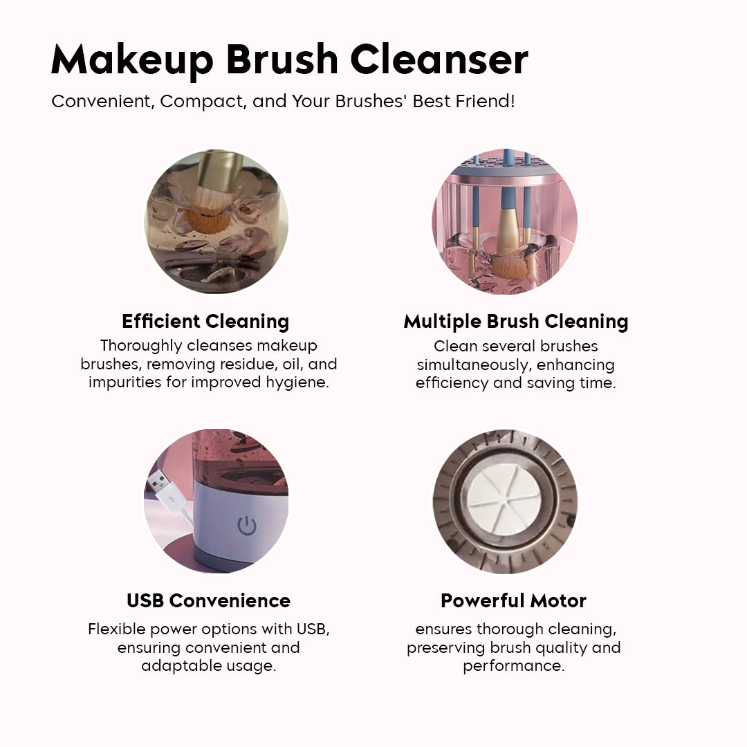 Automatic Makeup Brush Cleanser with Free Angled Foundation Brush