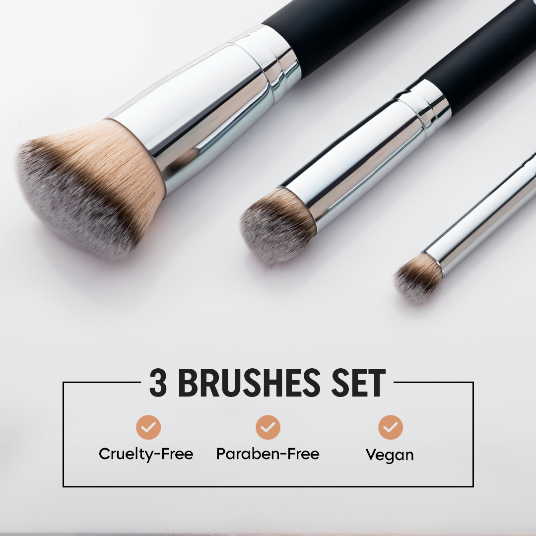 Angled Concealer Foundation Makeup Brush Set, 3PCS