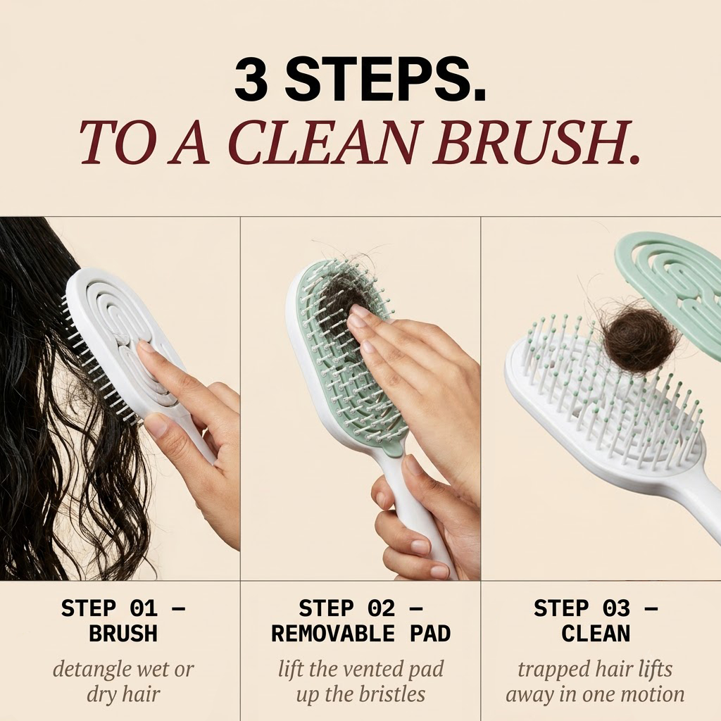 Self Cleaning Brush with Removable Lid or Cap