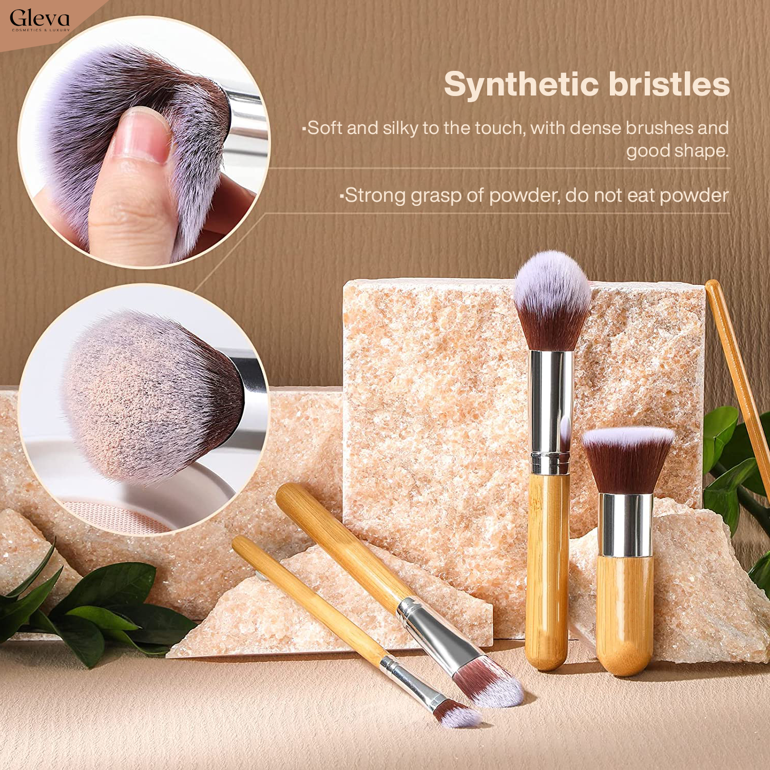 Bamboo Synthetic Kabuki Brush Set 11pcs