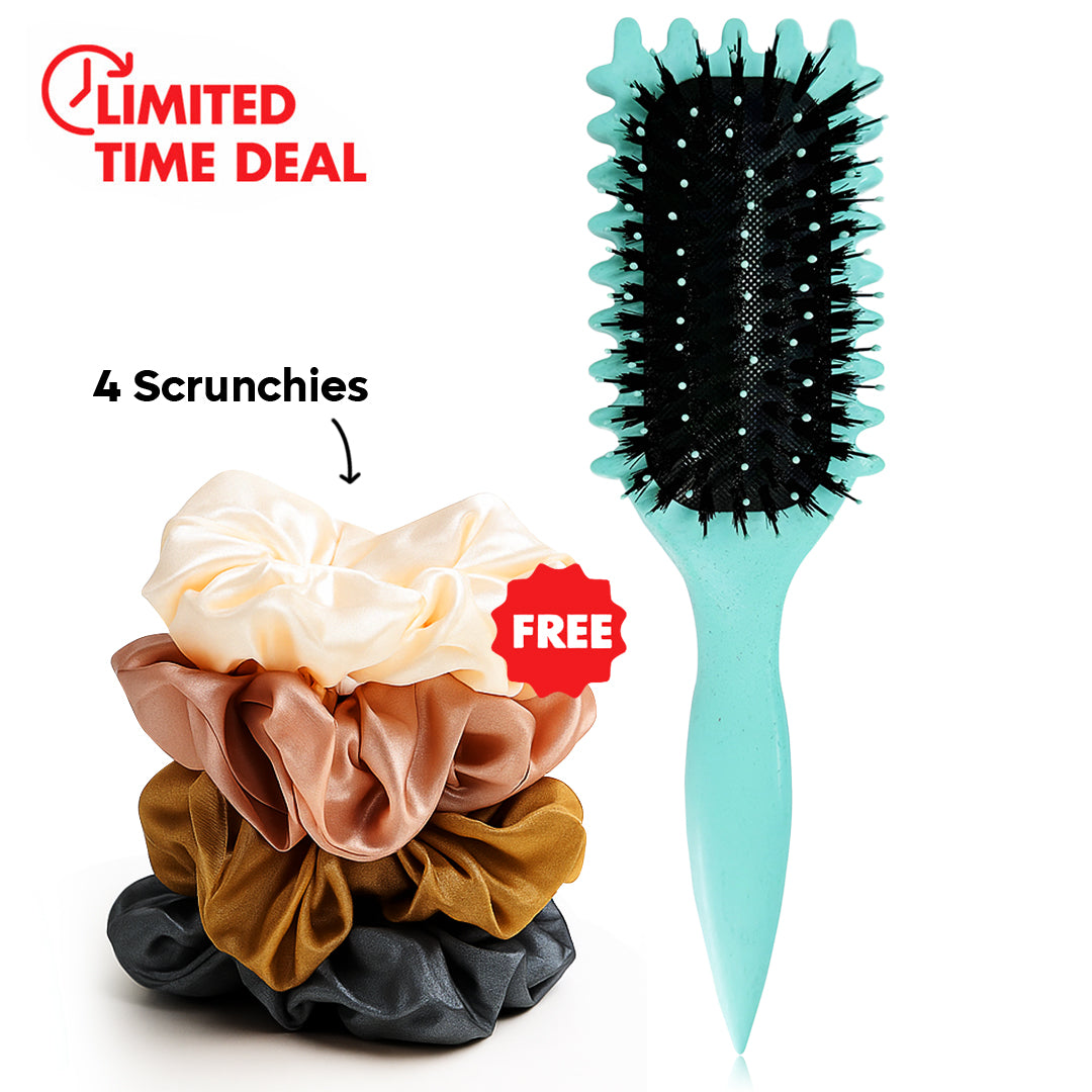 Curl Defining Hair Brush + (Free Set Of 4 Hair Scrunchies)