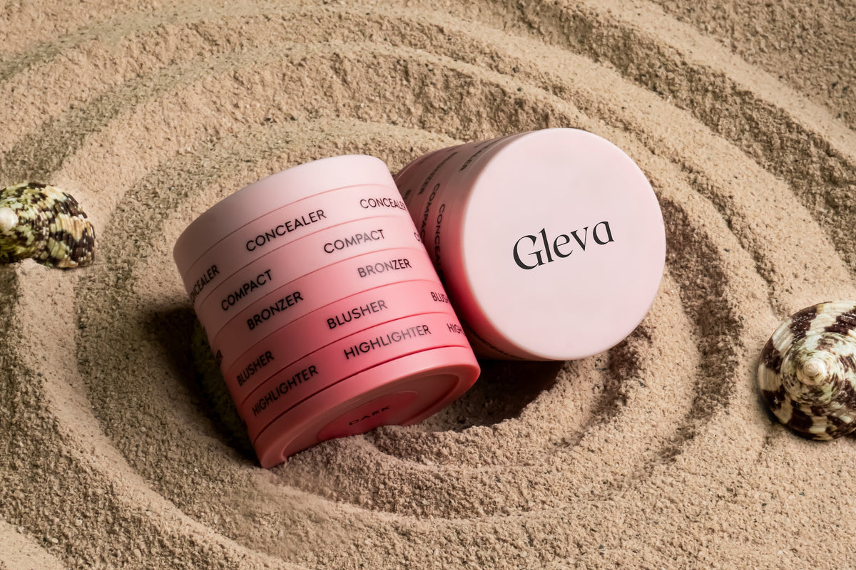 Two closed Makeup Stacks resting in raked sand