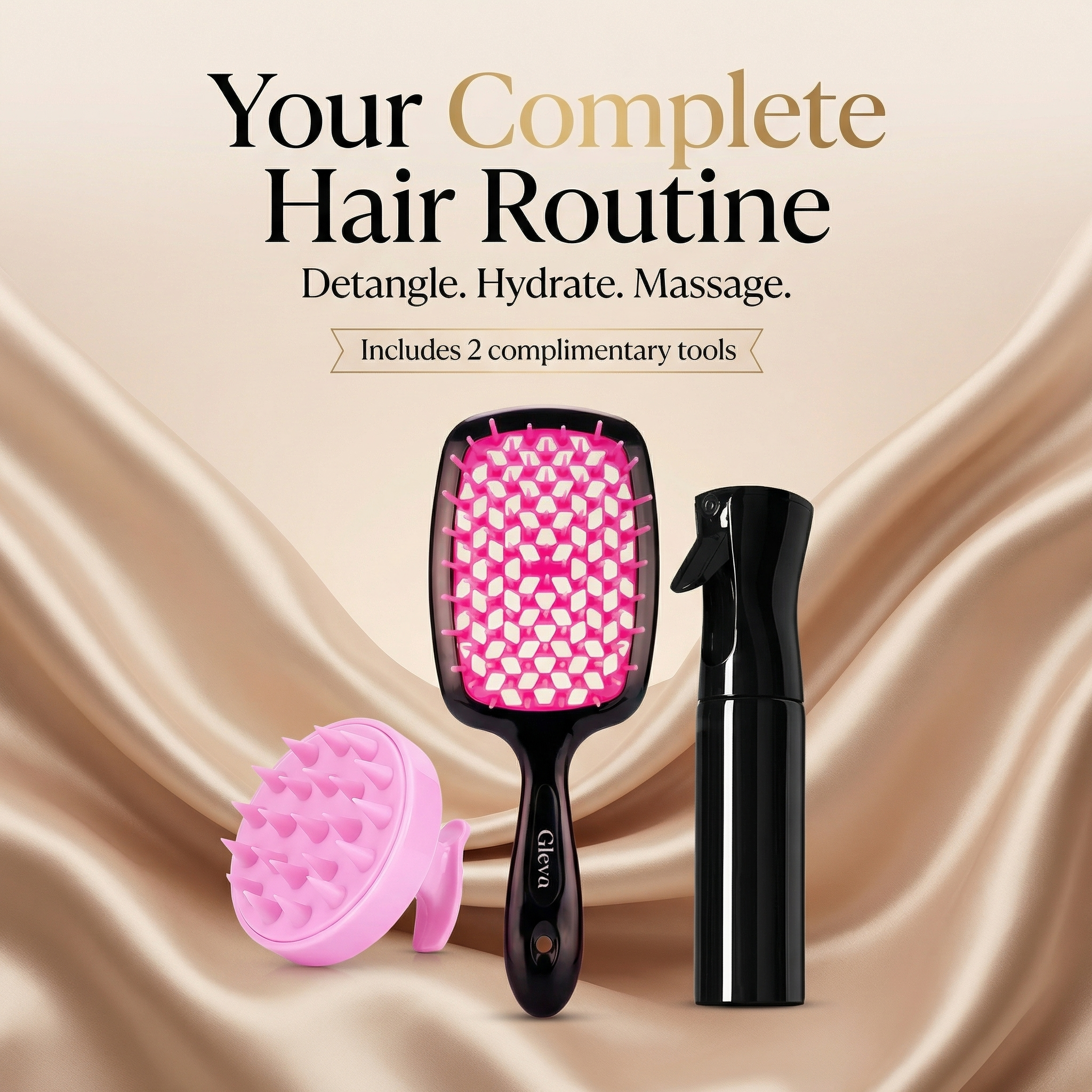 Hair Detangling Brush +(Free Scalp Massager+ Mist Water Spray)